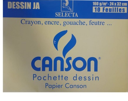 Pochette papier dessin Canson blanc 24x32 160 gr/m² 